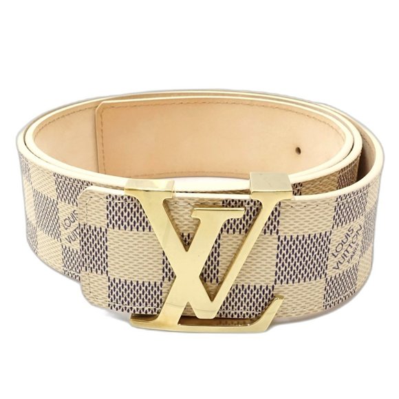 LOUIS VUITTON Accessories - LOUIS VUITTON Damier Azur Belt M9609U with LV Initials, Size 90, 36, Women's,...